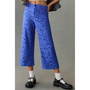 Maeve by Anthropologie The Colette Lace Wide Leg Pants Size 30 Cobalt Blue
